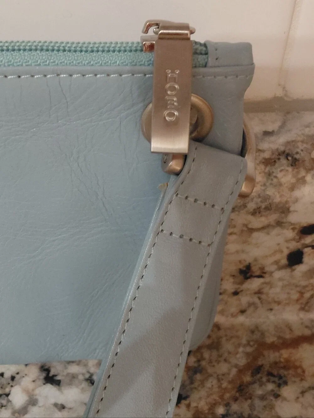 HOBO Light Blue Leather Wristlet Clutch